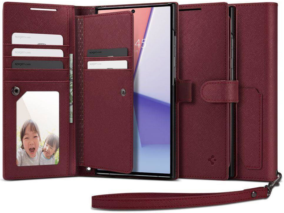 Spigen Wallet S Plus Samsung Galaxy S23 Ultra Hoesje Book Case Rood afbeelding 1