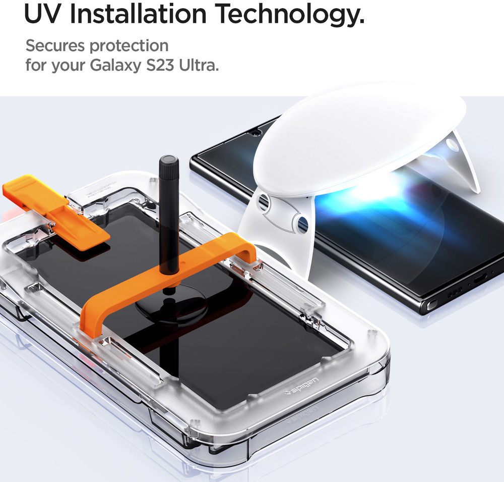 Spigen Glas.tR Platinum Tray Samsung Galaxy S23 Ultra Screen Protector afbeelding 3