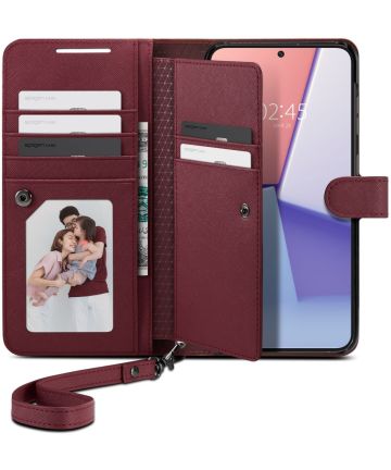 Spigen Wallet S Plus Samsung Galaxy S23 Plus Hoesje Book Case Burgundy Hoesjes