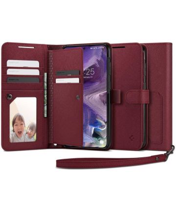 Spigen Wallet S Plus Samsung Galaxy S23 Hoesje Book Case Burgundy Hoesjes