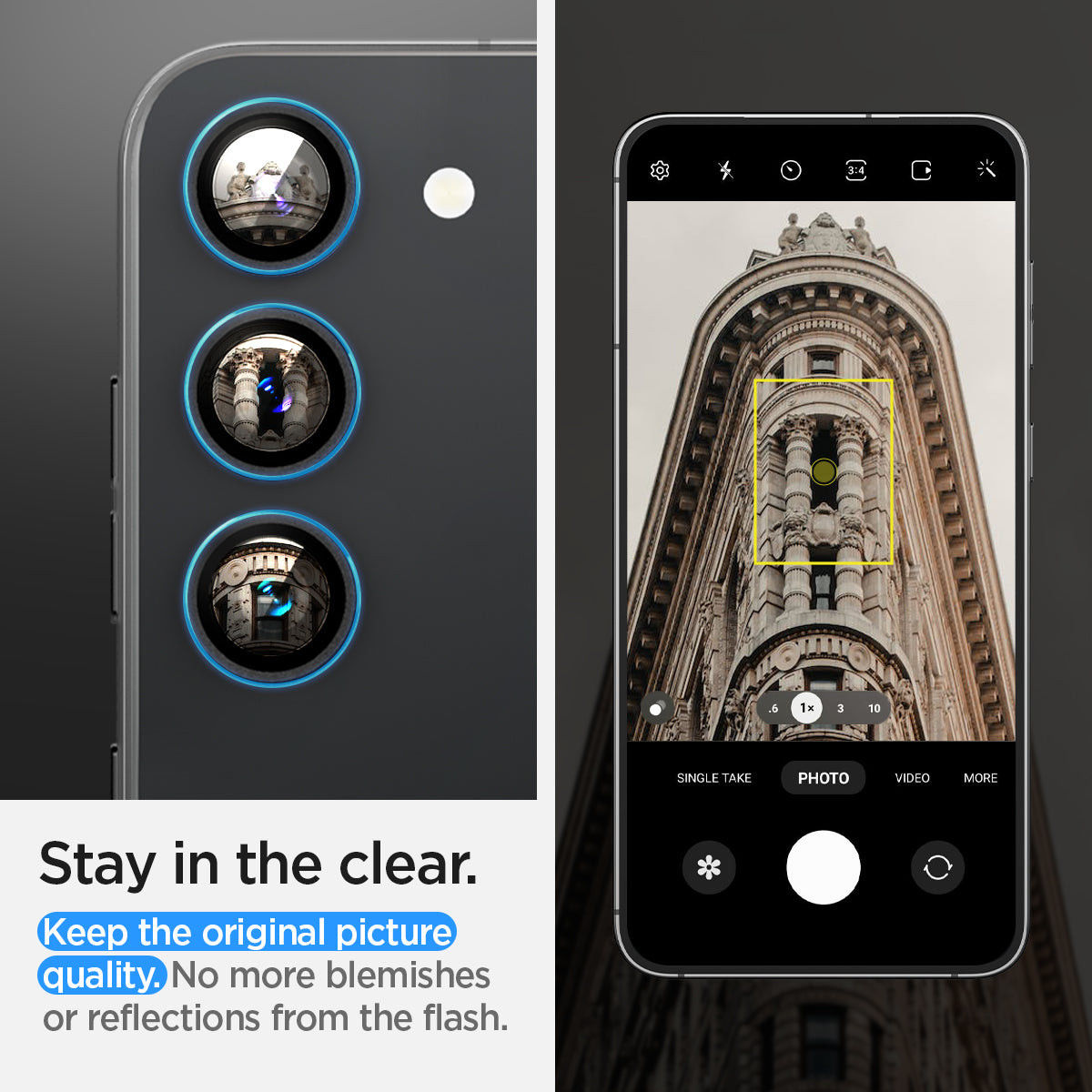 Spigen Optik Samsung Galaxy S23/S23 Plus Camera Lens Protector 2-Pack afbeelding 5