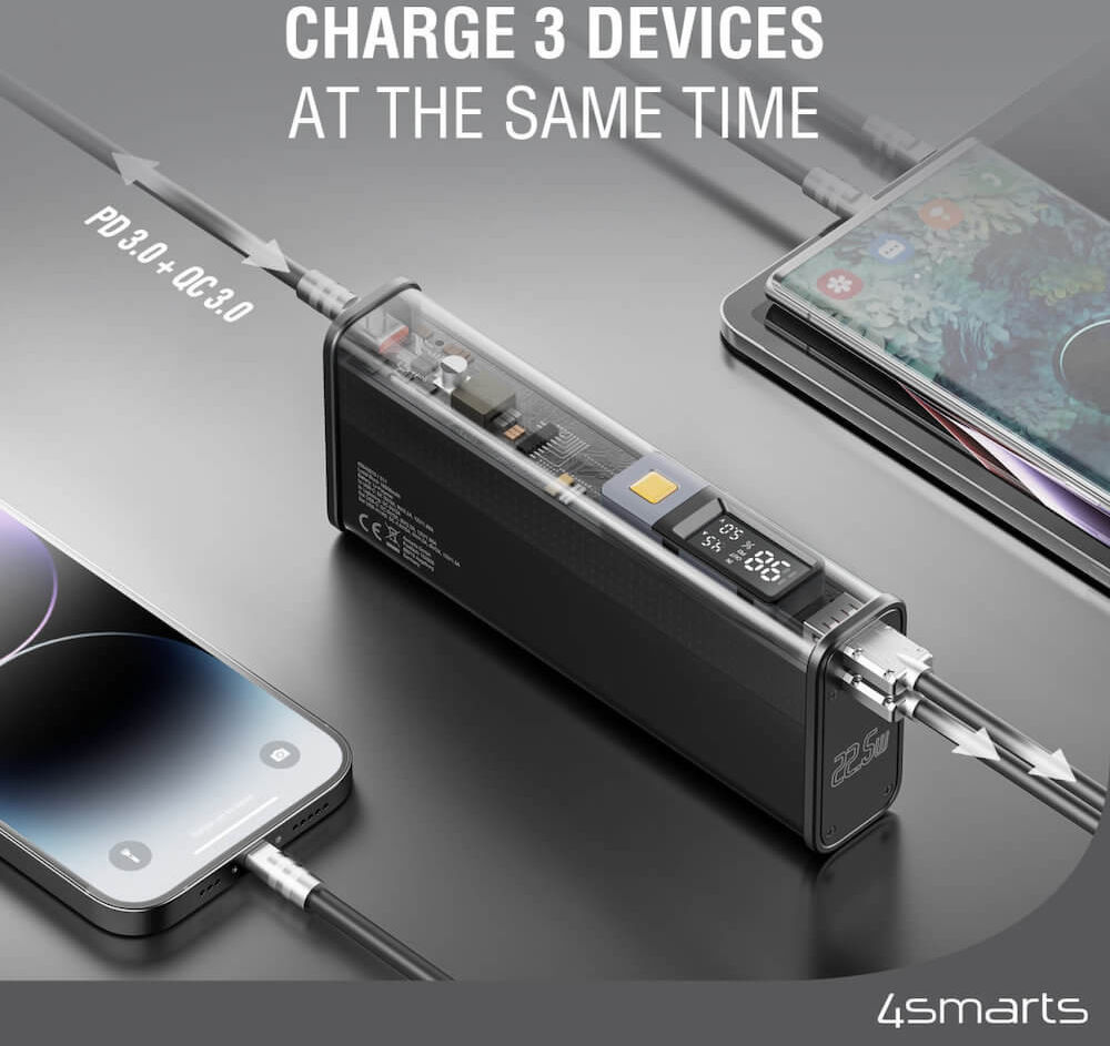 4smarts Powerbank 18.000 mAh met PD en QC 22.5W Digitale Display Zwart afbeelding 5