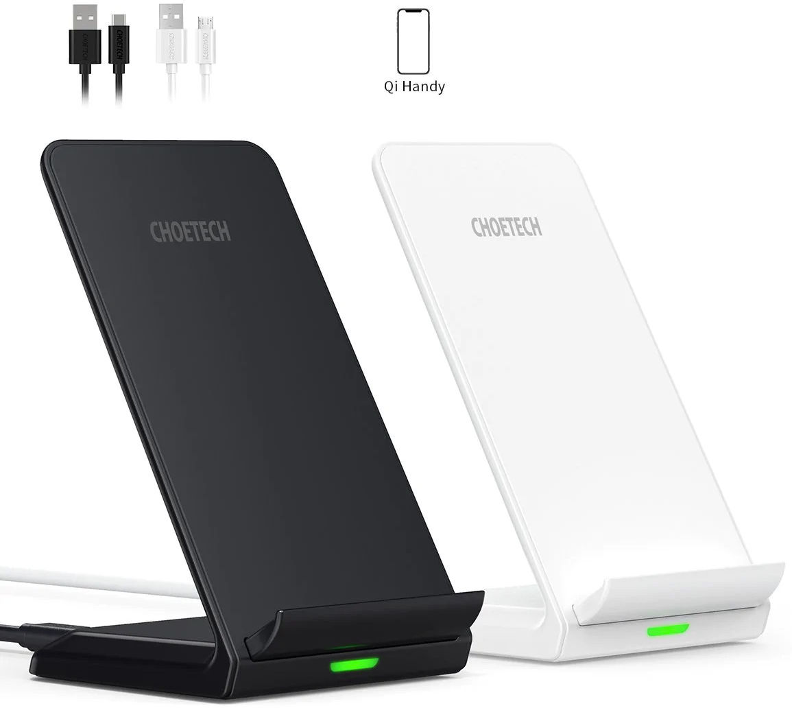 Choetech Wireless Charging Stand Bureau Houder 10W Zwart/Wit (2-Pack) afbeelding 2