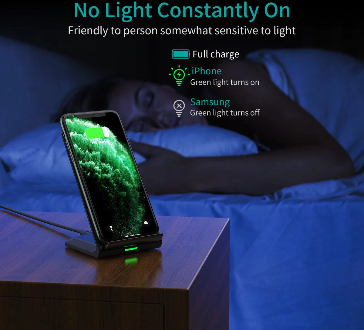 Choetech Wireless Charging Stand Bureau Houder 10W Zwart/Wit (2-Pack) afbeelding 5