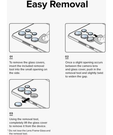 Ringke Camera Lens Frame Glass Compatible with Samsung Galaxy S23 Ultra Camera Lens Protector 5G, Glass Covers and Aluminum Alloy Frames - Black