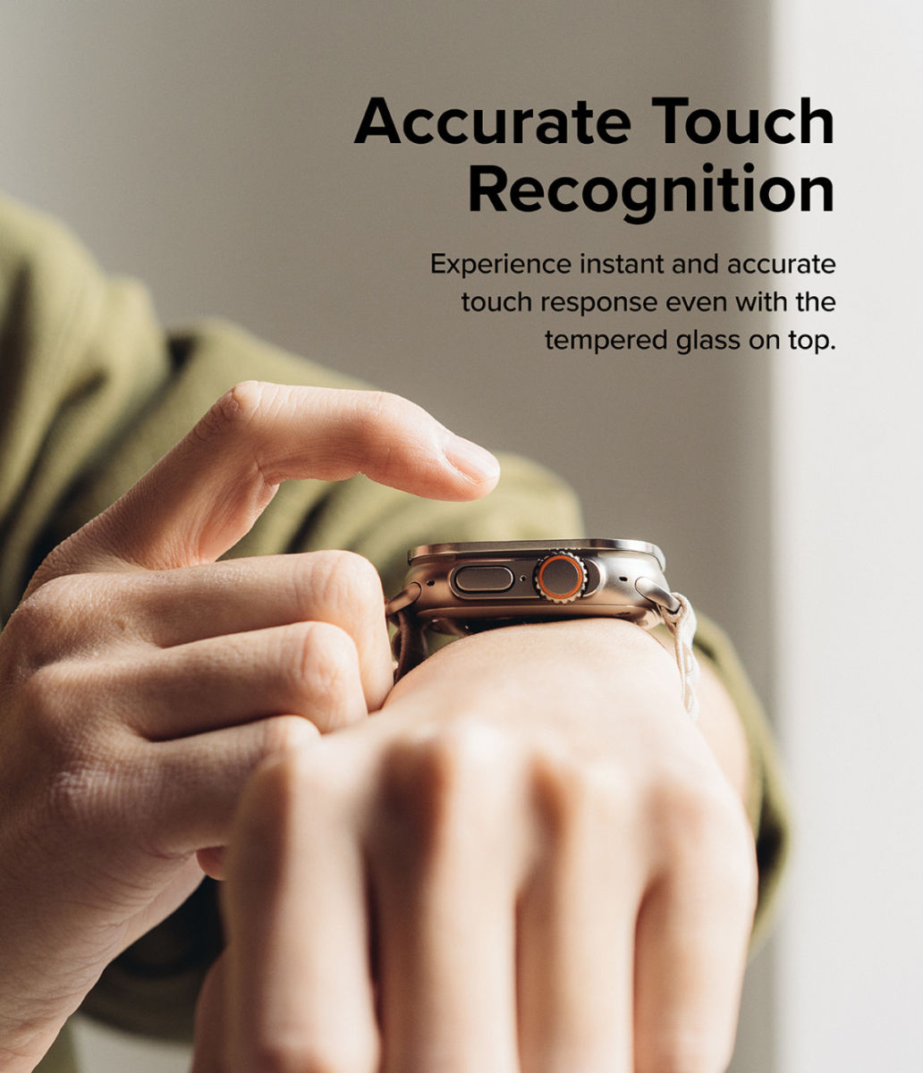 Ringke Apple Watch Ultra/Ultra 2 Bezel Styling Zilver + Tempered Glass afbeelding 6