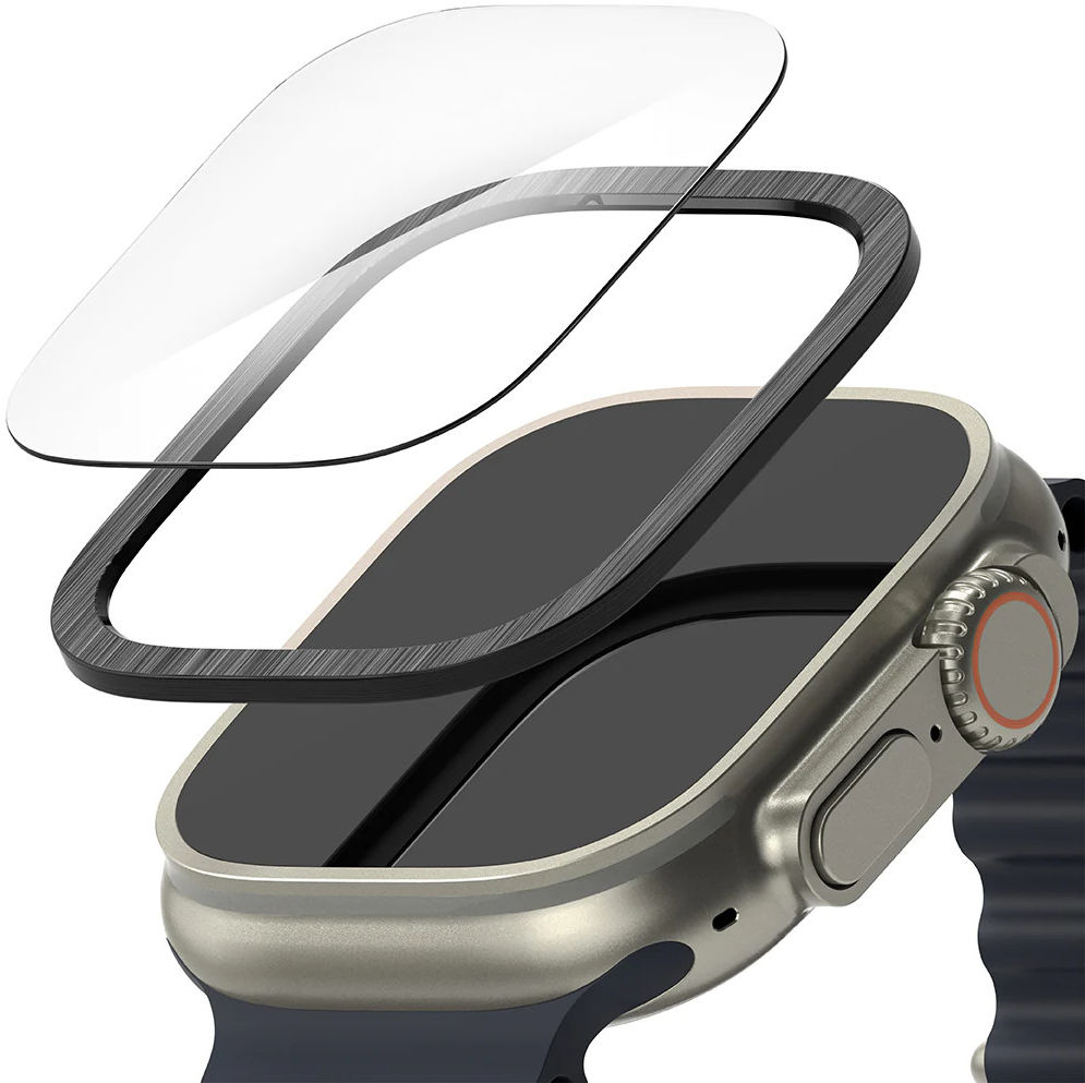 Ringke - Apple Watch Ultra/Ultra 2 Bezel Styling Zwart + Tempered Glass afbeelding 1