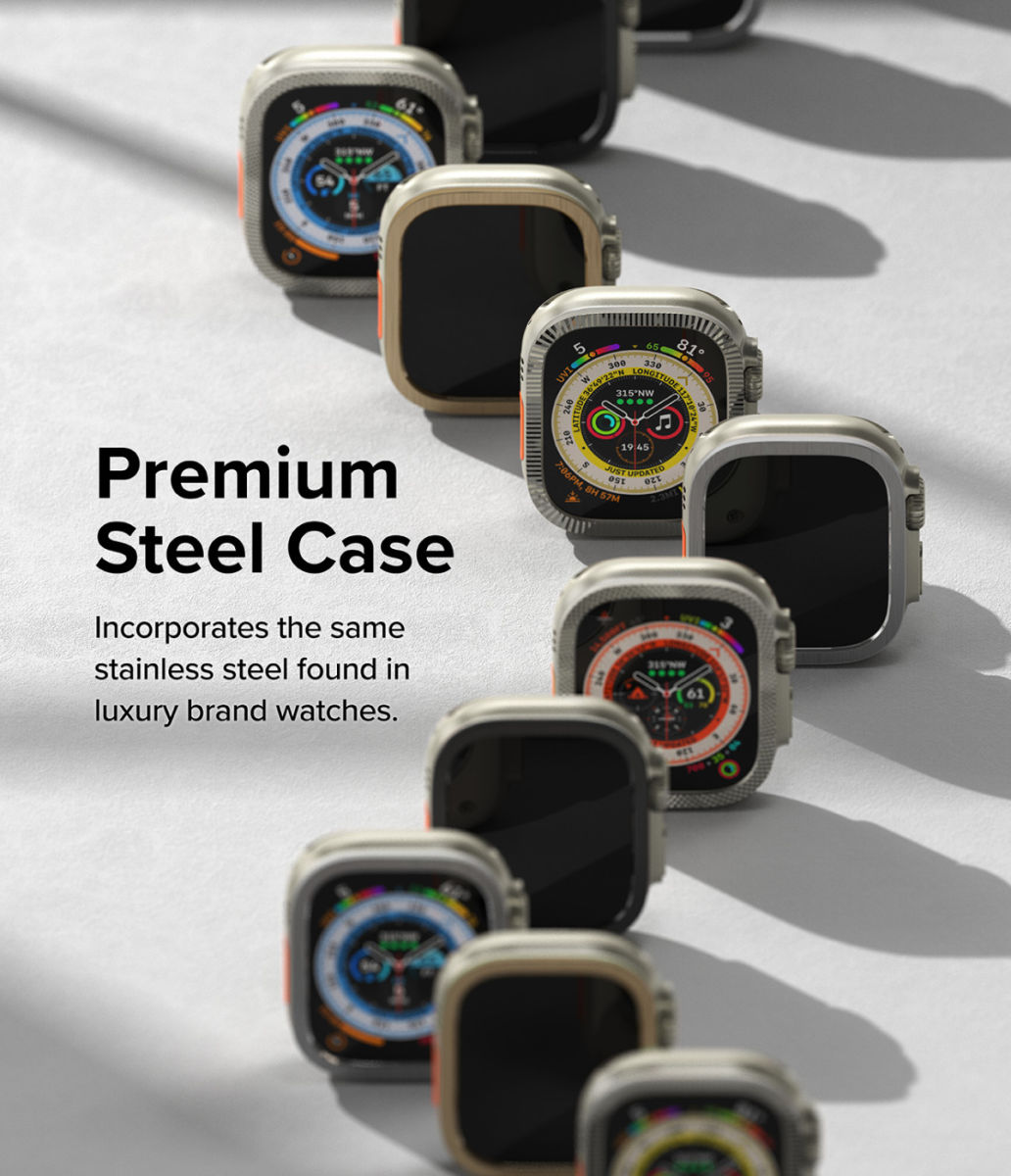 Ringke - Apple Watch Ultra/Ultra 2 Bezel Styling Zwart + Tempered Glass afbeelding 10