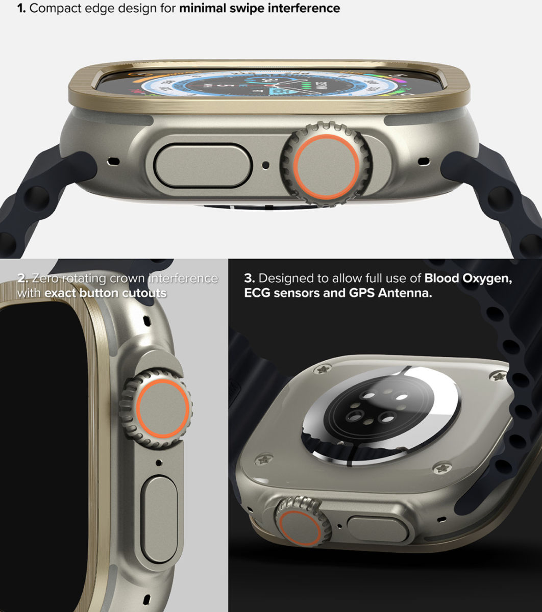 Ringke - Apple Watch Ultra/Ultra 2 Bezel Styling Zwart + Tempered Glass afbeelding 11