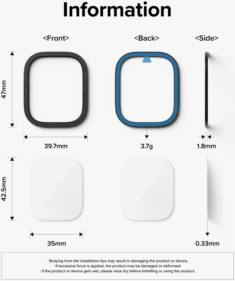 Ringke - Apple Watch Ultra/Ultra 2 Bezel Styling Zwart + Tempered Glass afbeelding 15