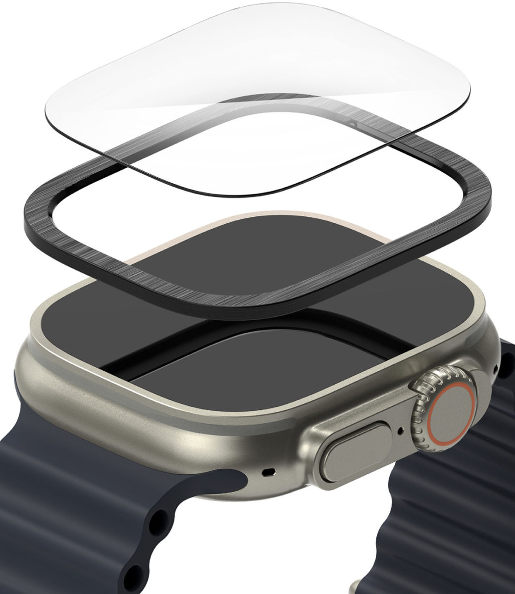 Ringke - Apple Watch Ultra/Ultra 2 Bezel Styling Zwart + Tempered Glass afbeelding 2