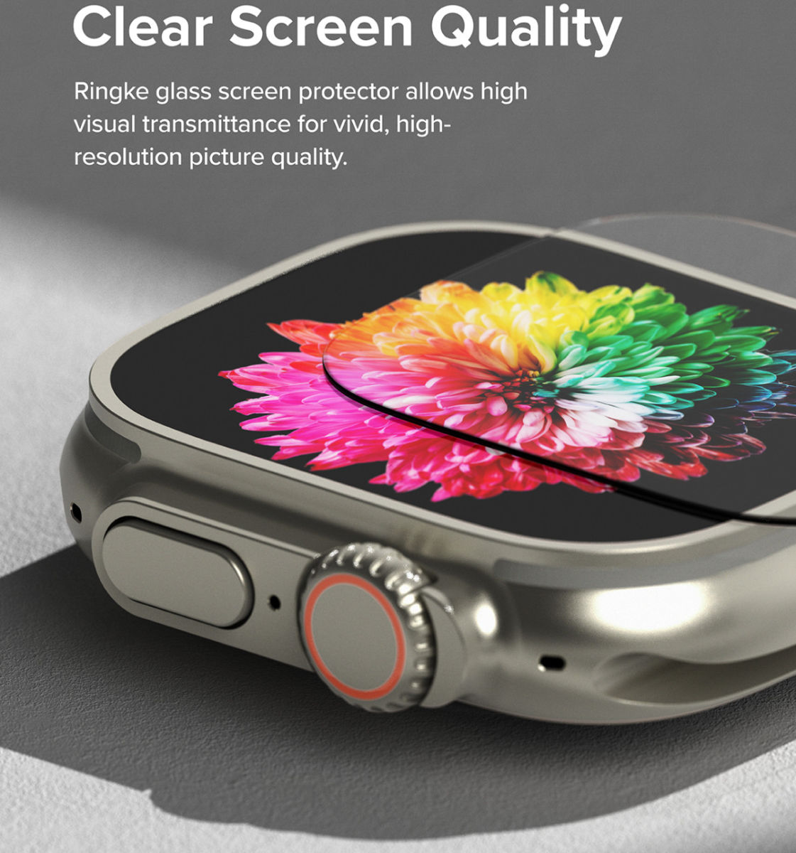 Ringke - Apple Watch Ultra/Ultra 2 Bezel Styling Zwart + Tempered Glass afbeelding 5