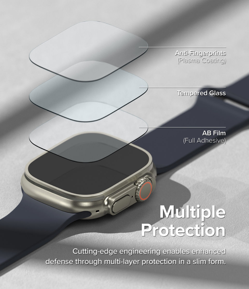 Ringke - Apple Watch Ultra/Ultra 2 Bezel Styling Zwart + Tempered Glass afbeelding 8