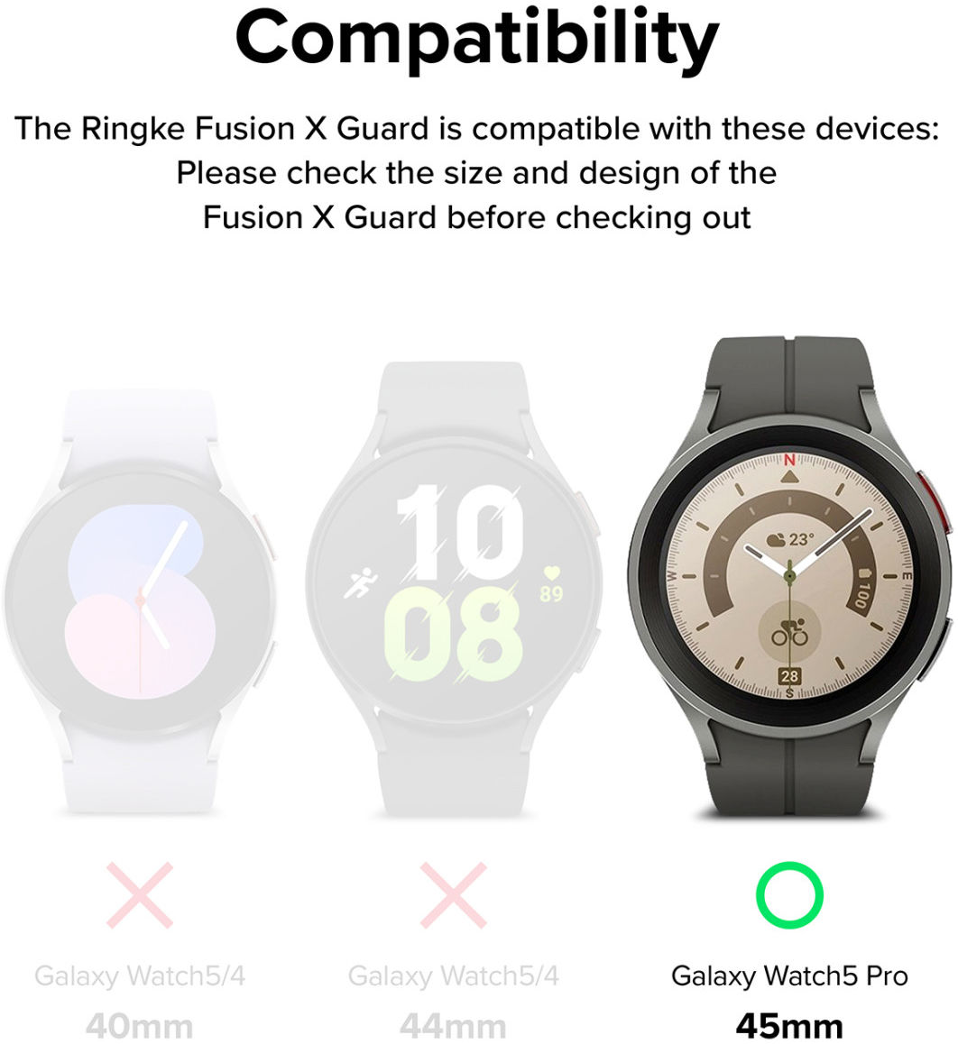 Ringke Fusion-X Guard - Samsung Galaxy Watch 5 Pro Case - Wit + Bandje afbeelding 12