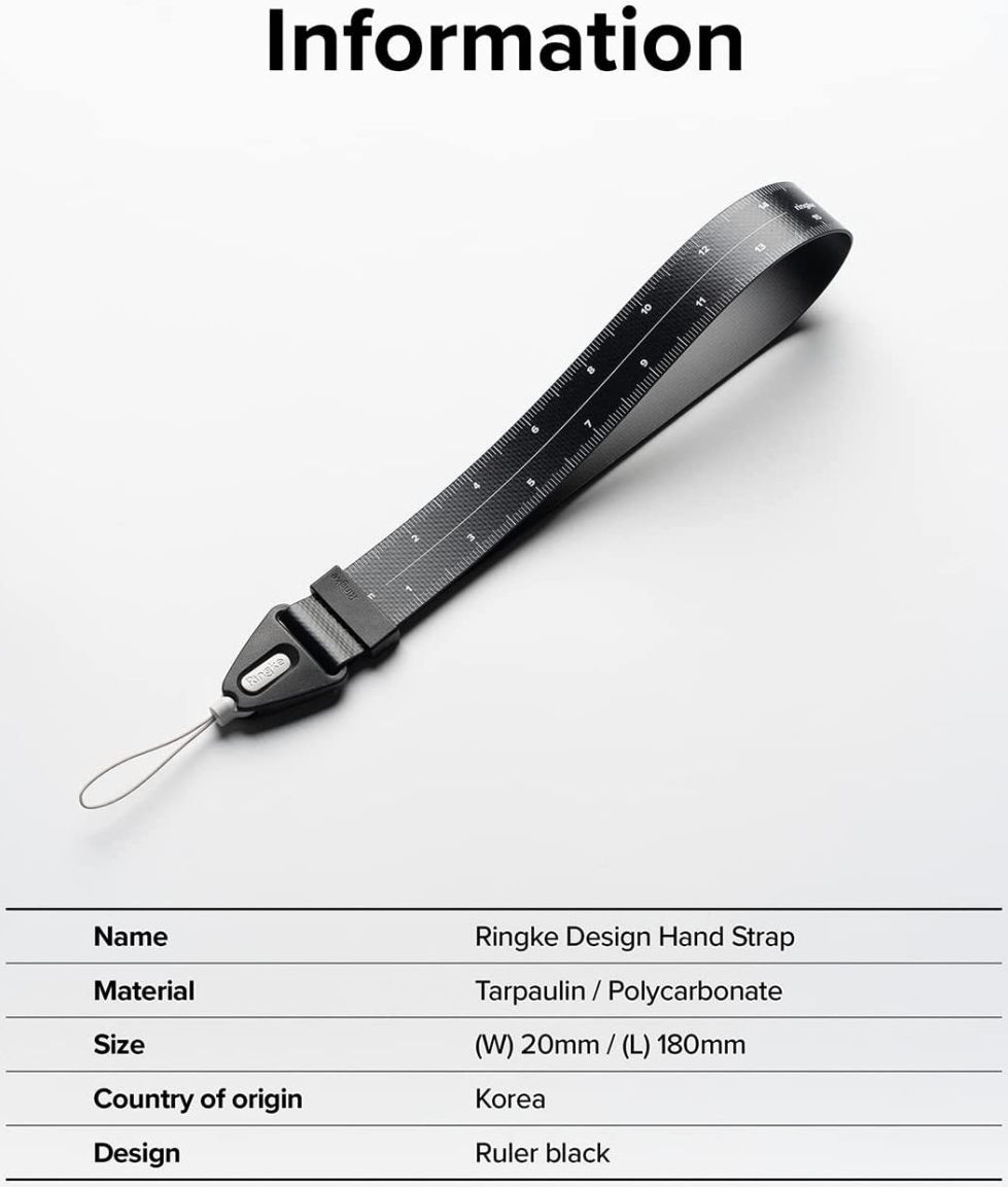 Ringke Design Hand Strap - Polsbandje voor Smartphone Black afbeelding 8