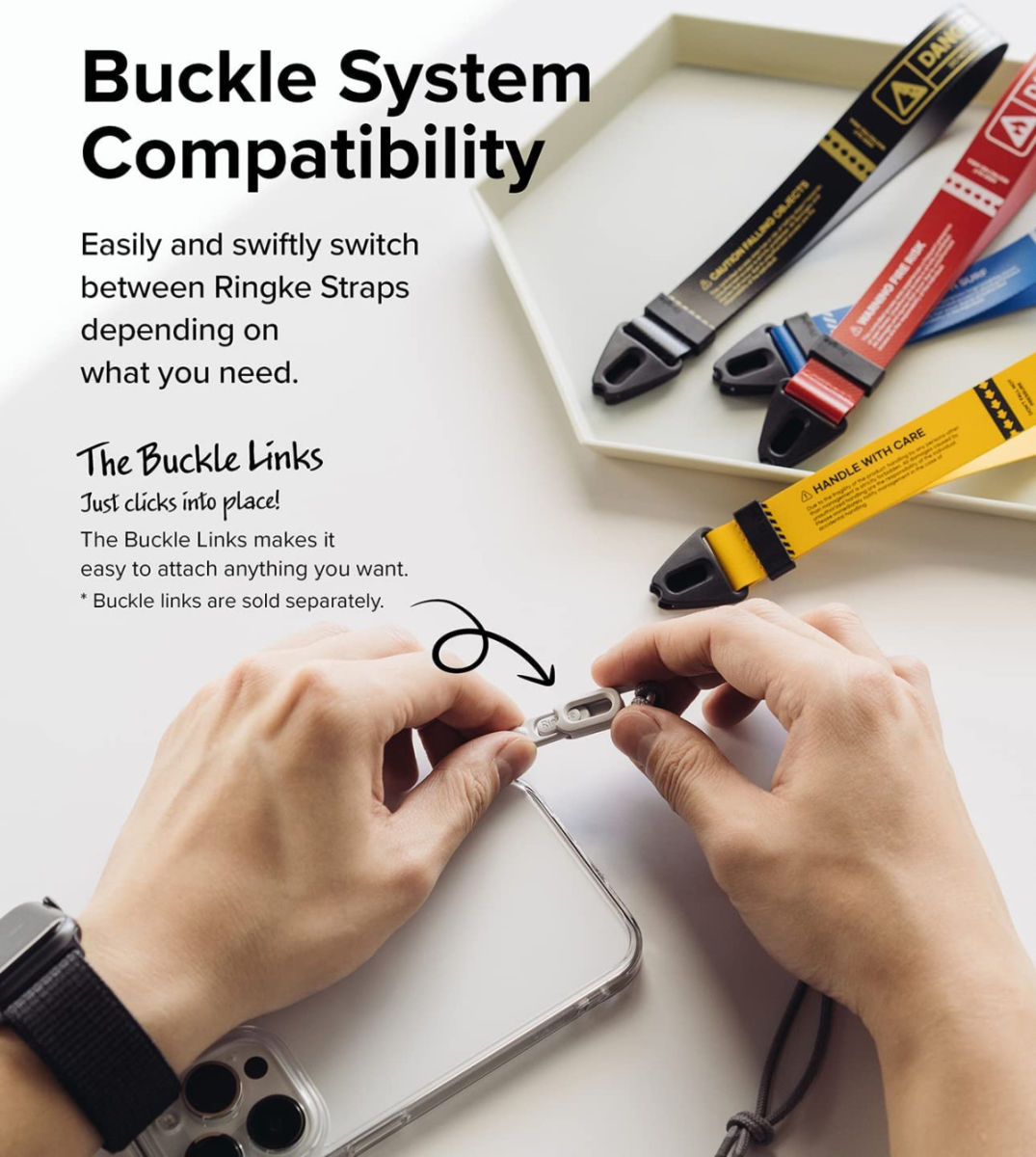 Ringke Design Hand Strap - Polsbandje voor Smartphone Matte Zwart afbeelding 7