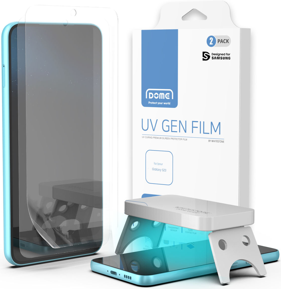 Whitestone Samsung Galaxy S23 Screen Protector UV PET 2-Pack afbeelding 1