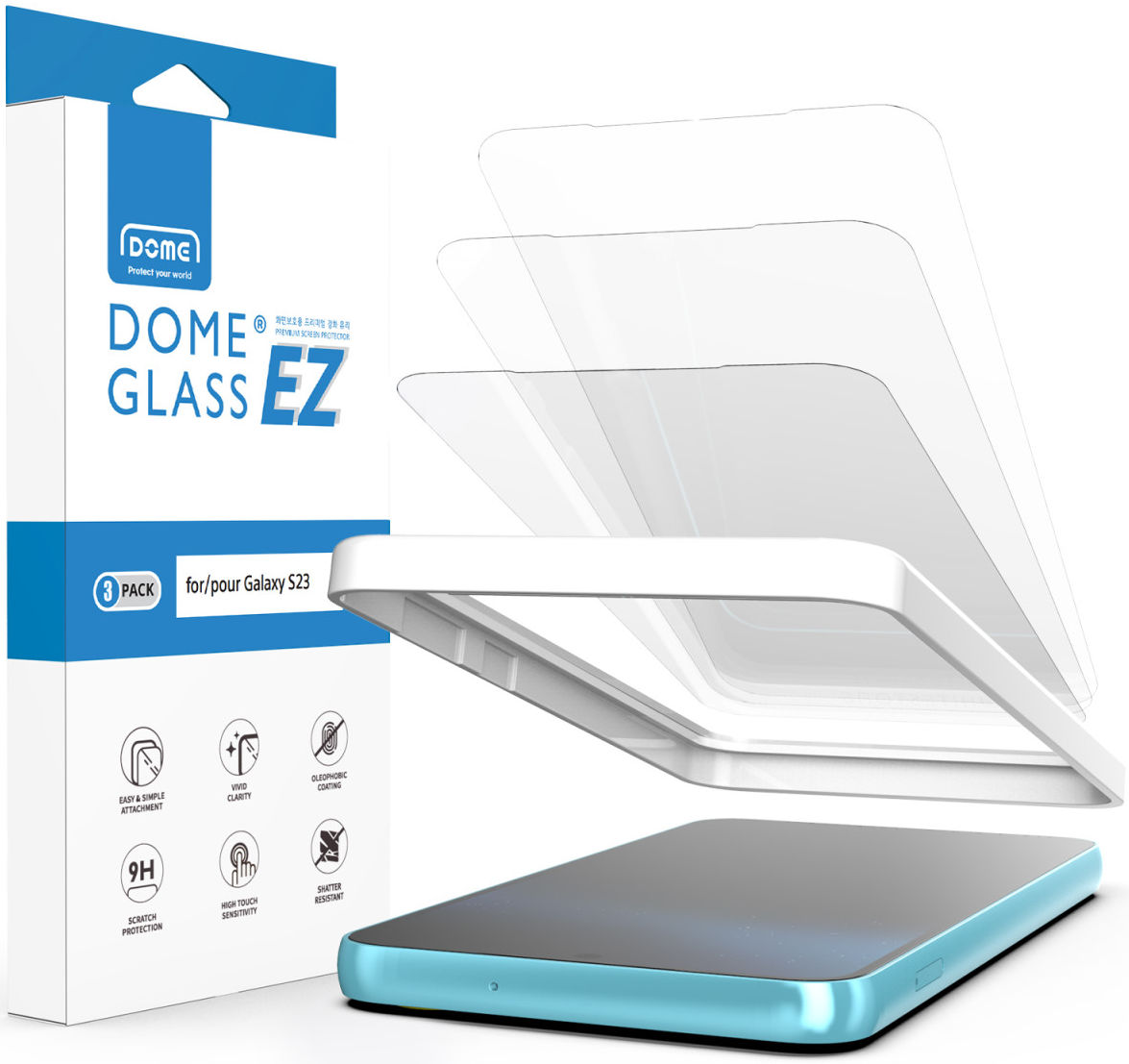 Whitestone EZ Glass Samsung Galaxy S23 Screen Protector (3-Pack) afbeelding 1
