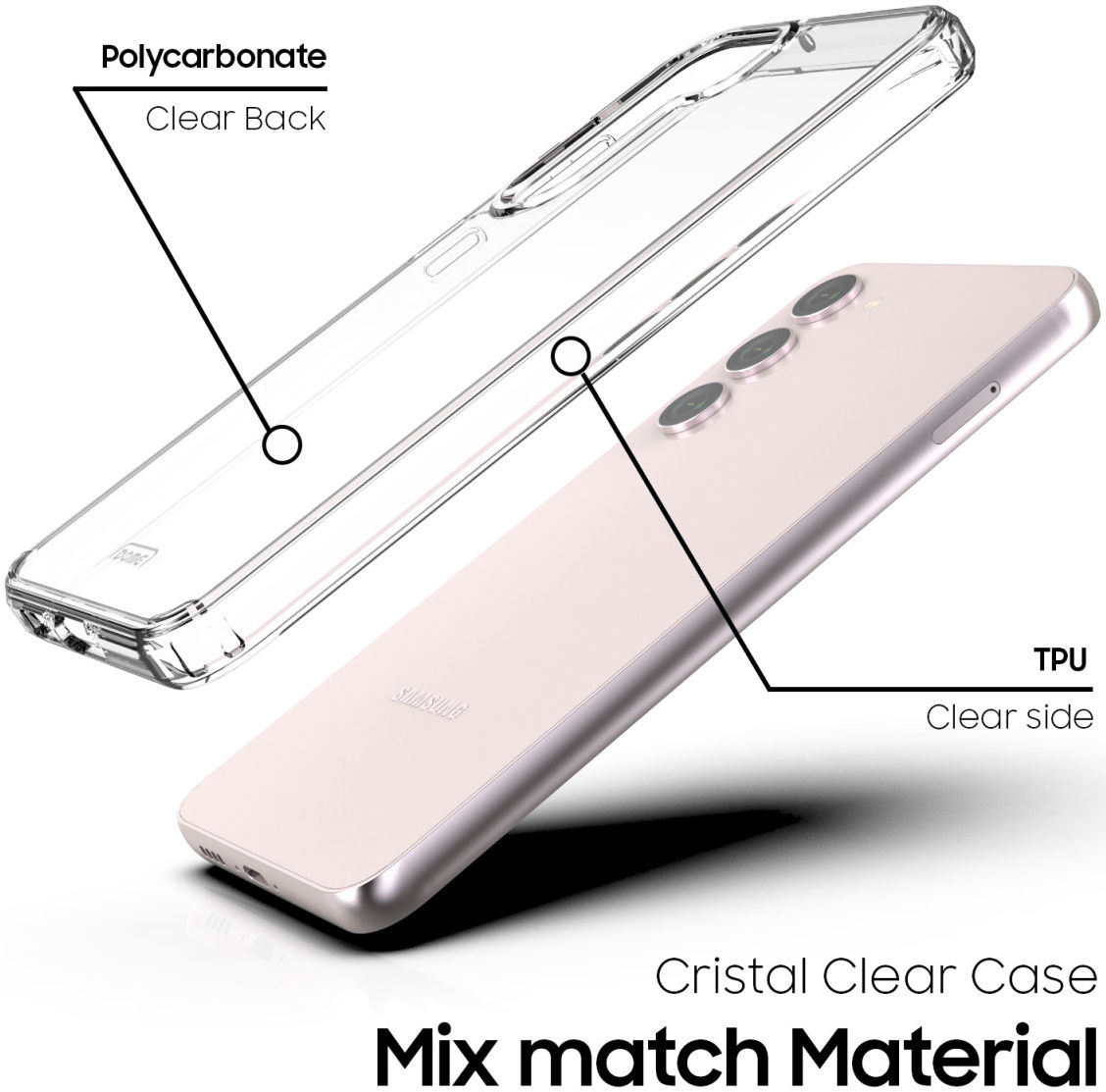 Whitestone Samsung Galaxy S23 Plus Hoesje Hard Back Cover Transparant afbeelding 2