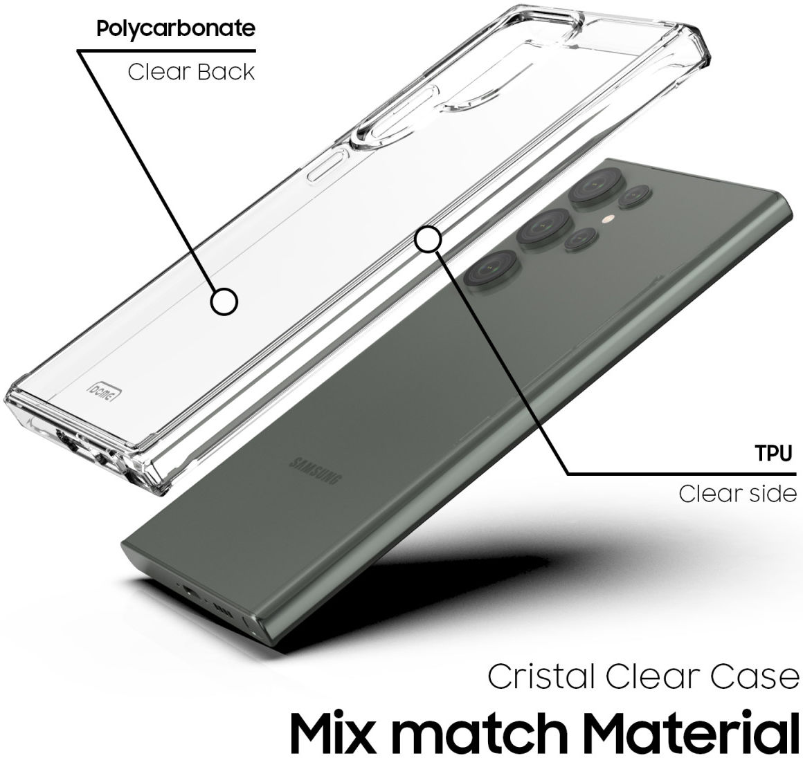 Whitestone Samsung Galaxy S23 Ultra Hoesje Hard Back Cover Transparant afbeelding 3