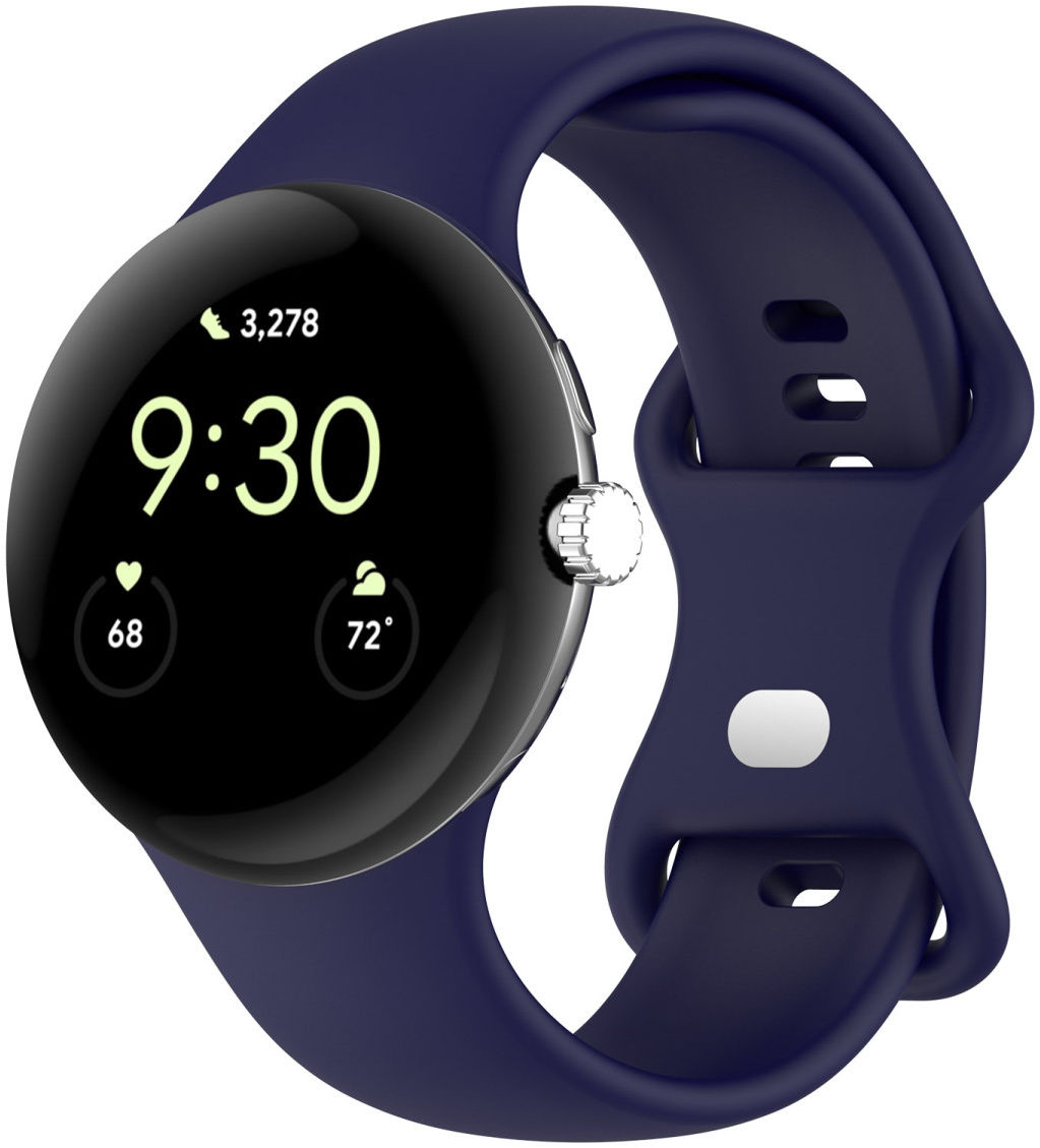 Google Pixel Watch / Watch 2 Bandje Siliconen Drukknoop Sluiting Blauw afbeelding 1