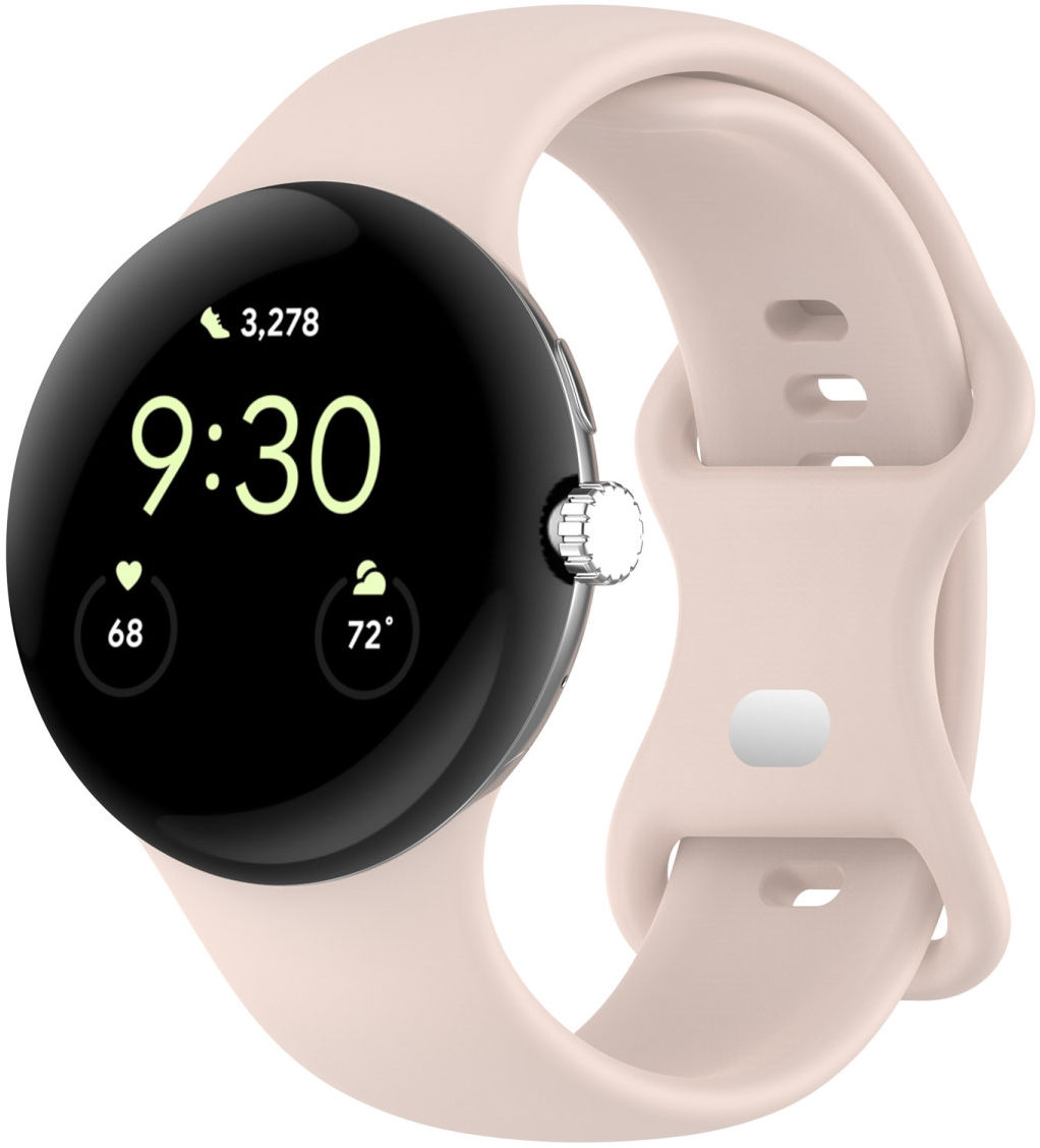 Google Pixel Watch Bandje Siliconen met Drukknoop Sluiting Roze afbeelding 1