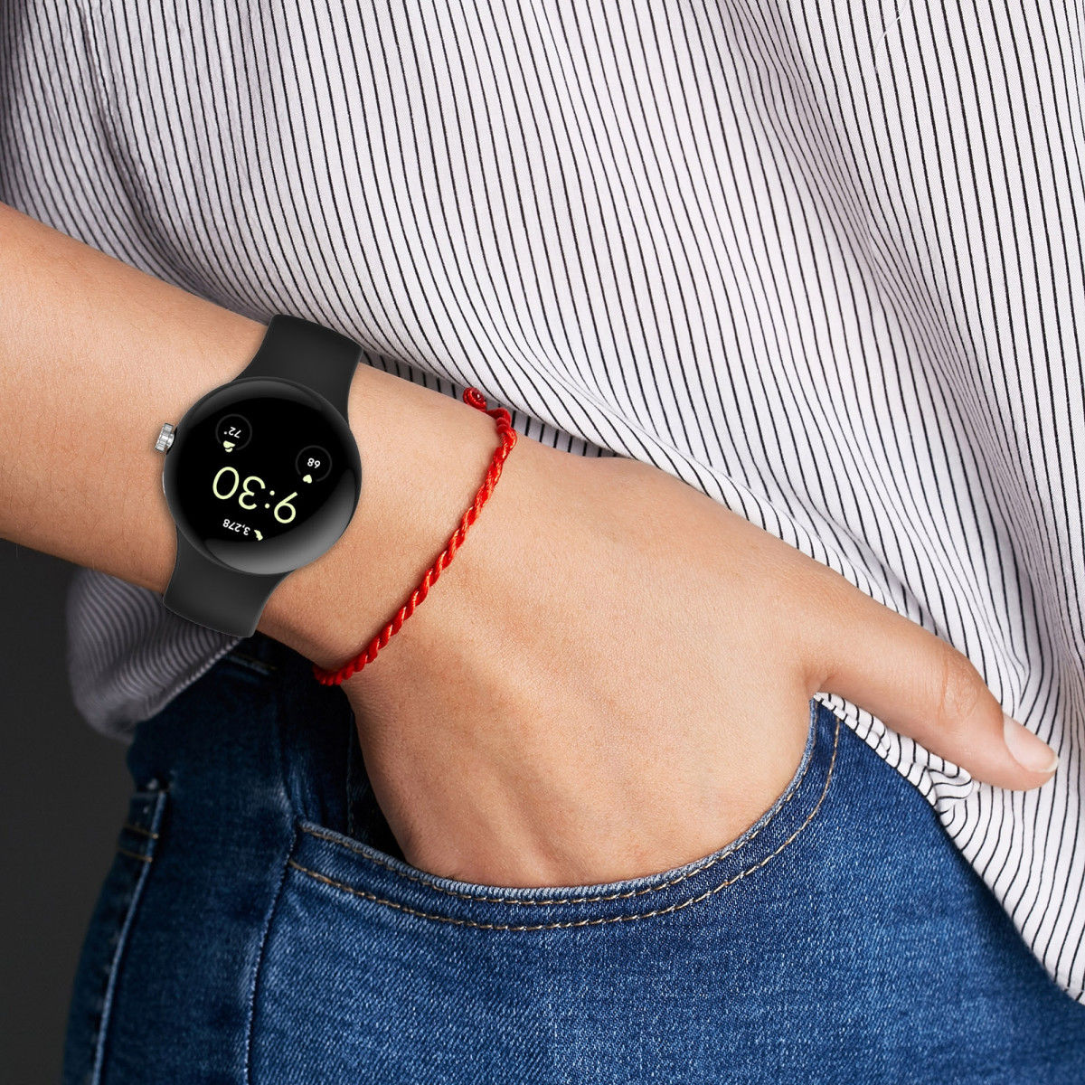 Google Pixel Watch Bandje Siliconen met Drukknoop Sluiting Roze afbeelding 3