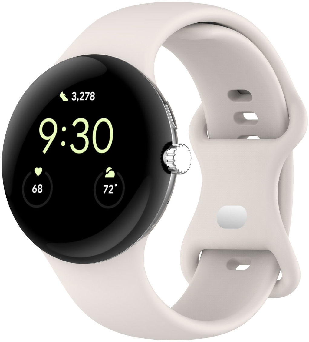 Google Pixel Watch Bandje Siliconen met Drukknoop Sluiting Beige afbeelding 1