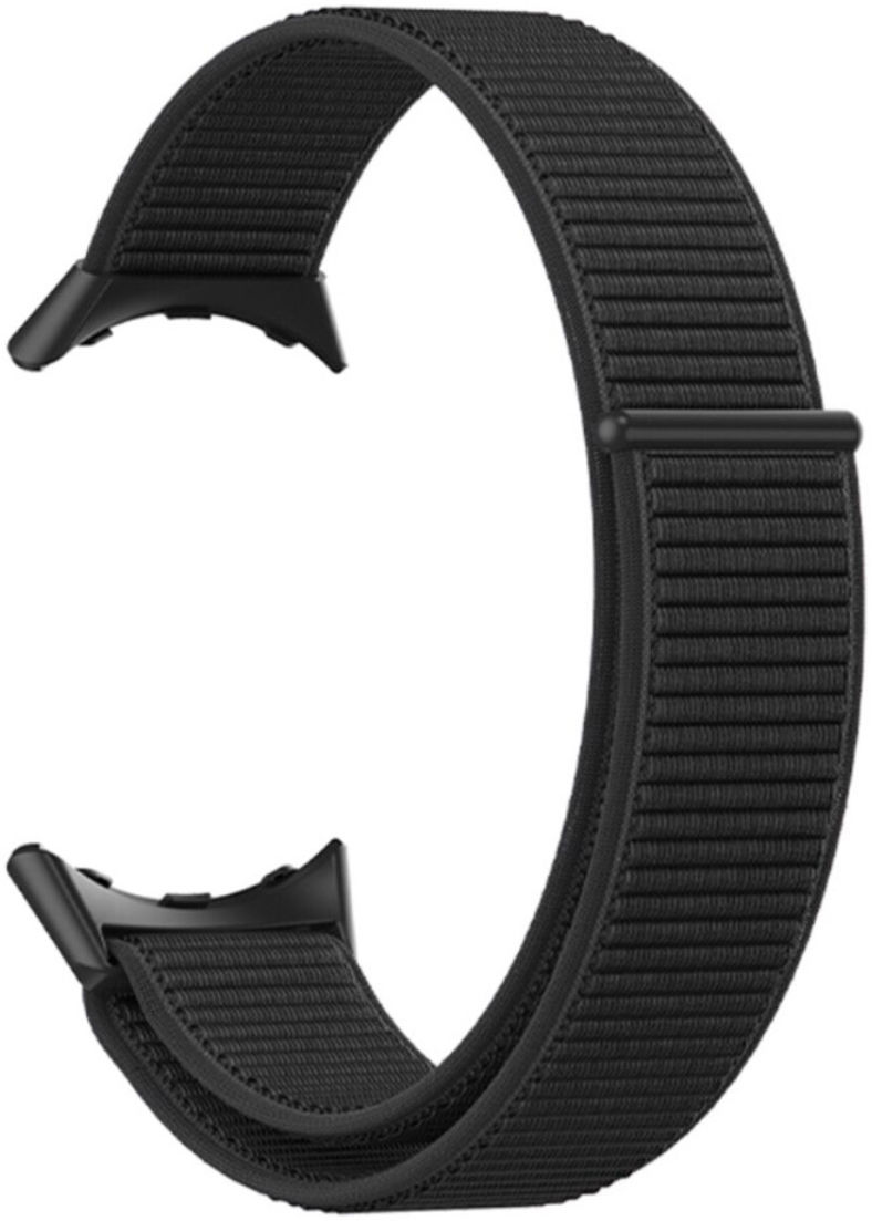 Google Pixel Watch / Watch 2 Bandje Nylon Klittenband Sluiting Zwart afbeelding 3