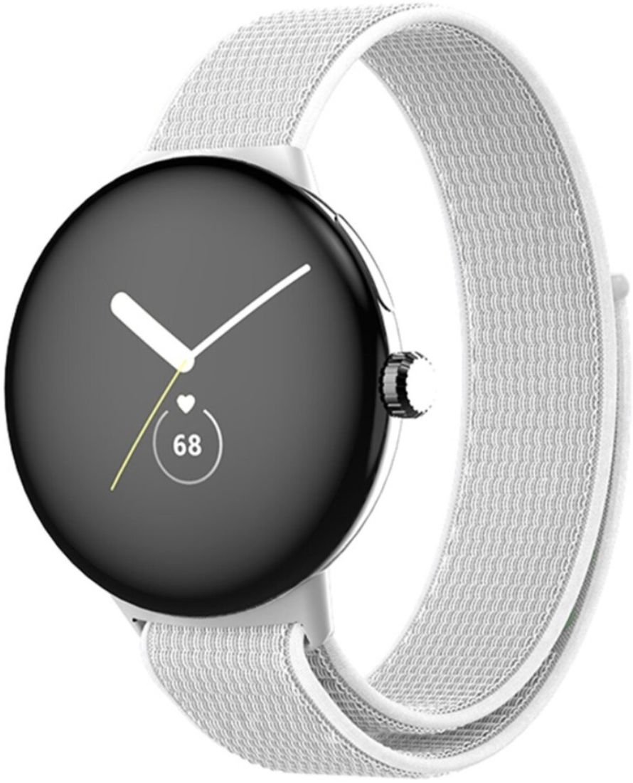 Google Pixel Watch / Watch 2 Bandje Nylon Klittenband Sluiting Wit afbeelding 1