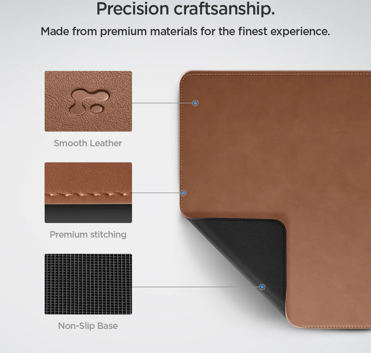 Spigen LD302 Desk Pad Muismat XXL voor Bureau/Kantoor Kunstleer Bruin afbeelding 6