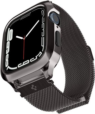 Spigen Metal Fit Pro - Apple Watch 7/8/9 45MM Hoesje en Bandje - Graphite Cases