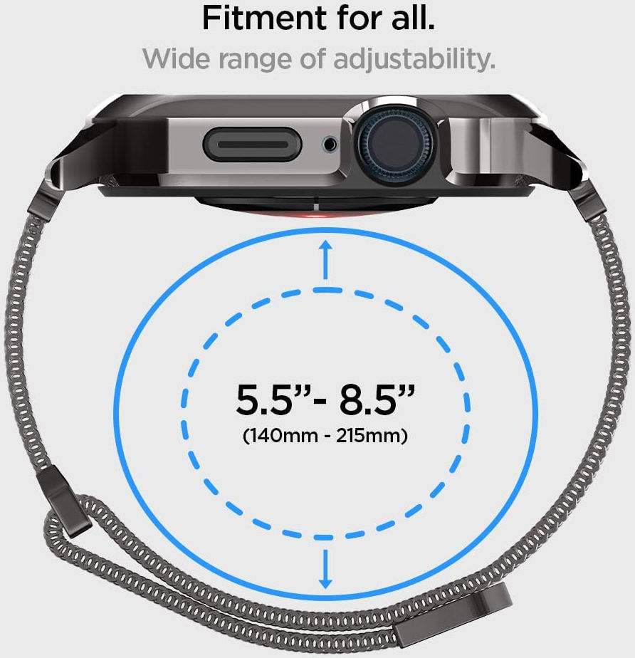 Spigen Metal Fit Pro - Apple Watch 7/8/9 45MM Hoesje en Bandje - Graphite afbeelding 10