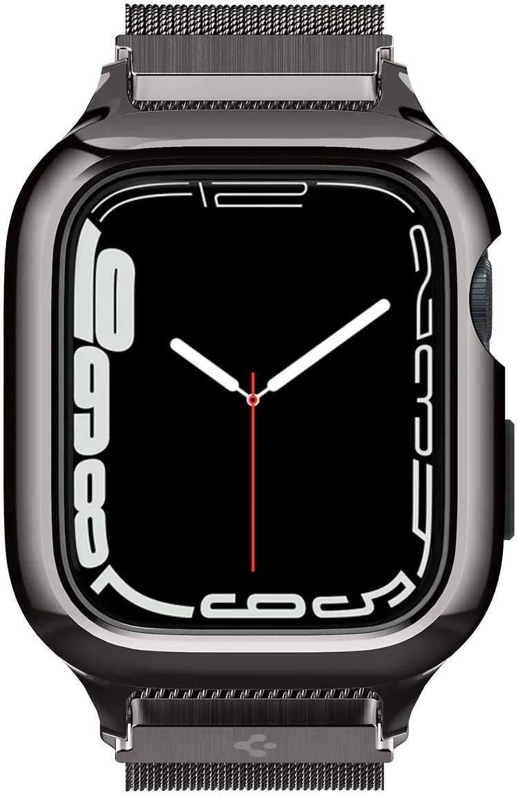 Spigen Metal Fit Pro - Apple Watch 7/8/9 45MM Hoesje en Bandje - Graphite afbeelding 12