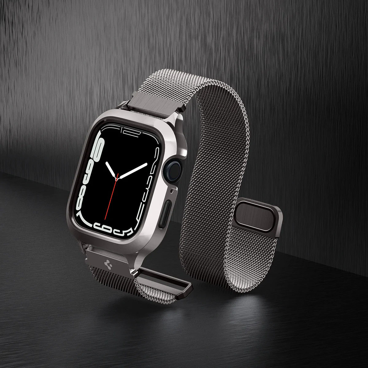 Spigen Metal Fit Pro - Apple Watch 7/8/9 45MM Hoesje en Bandje - Graphite afbeelding 19