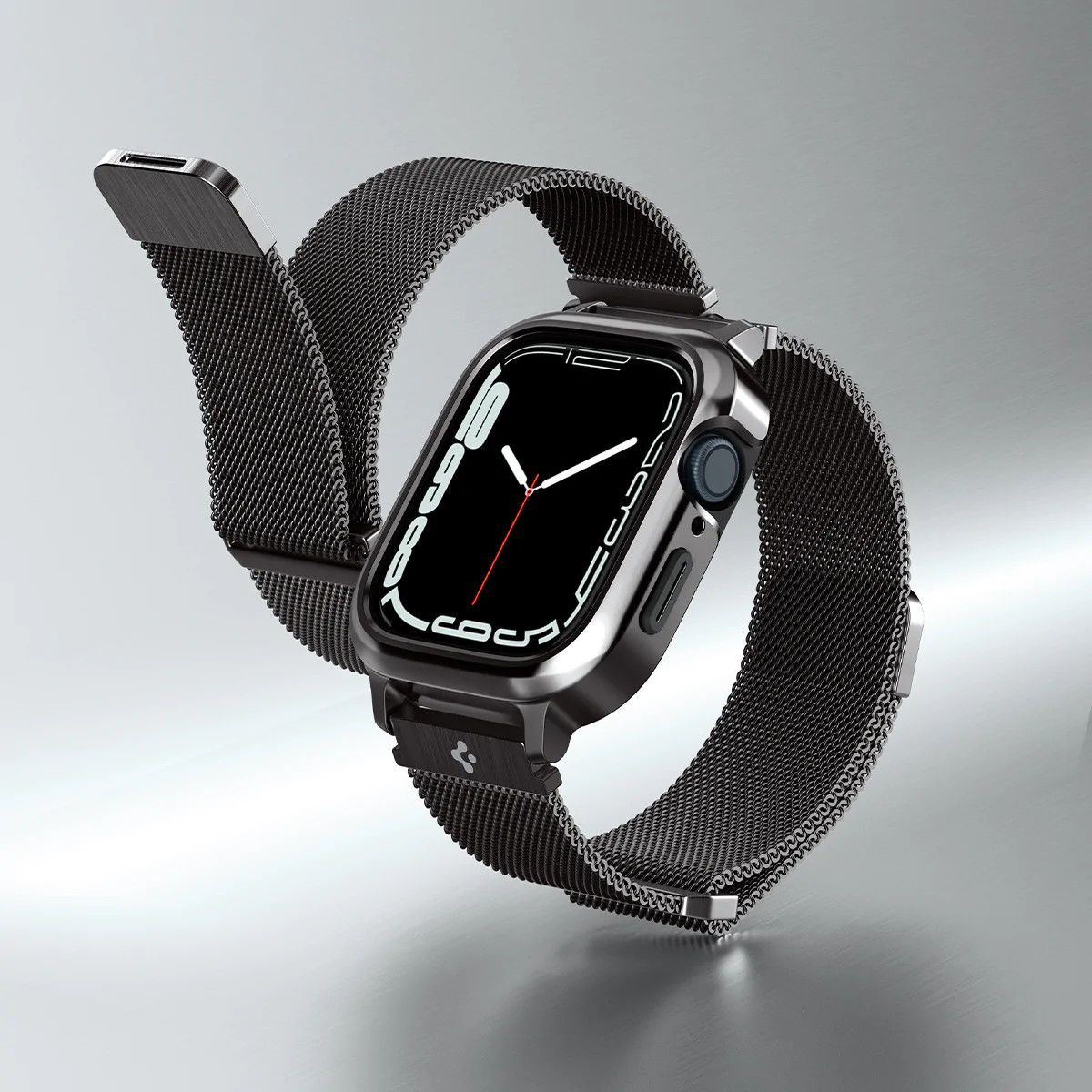 Spigen Metal Fit Pro - Apple Watch 7/8/9 45MM Hoesje en Bandje - Graphite afbeelding 20
