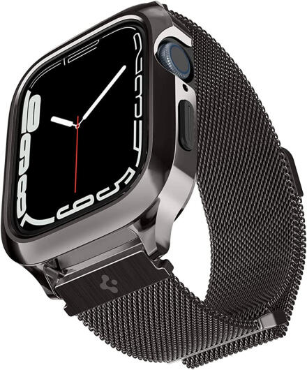 Spigen Metal Fit Pro - Apple Watch 7/8/9 45MM Hoesje en Bandje - Graphite afbeelding 1