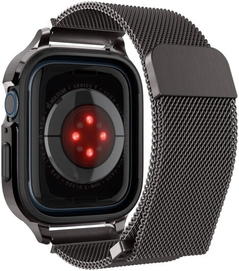 Spigen Metal Fit Pro - Apple Watch 7/8/9 45MM Hoesje en Bandje - Graphite afbeelding 18