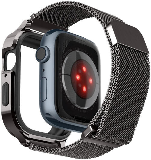 Spigen Metal Fit Pro - Apple Watch 7/8/9 45MM Hoesje en Bandje - Graphite afbeelding 2
