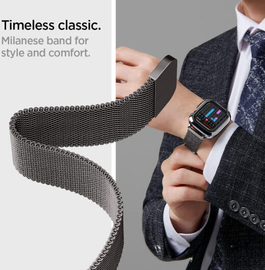Spigen Metal Fit Pro - Apple Watch 7/8/9 45MM Hoesje en Bandje - Graphite afbeelding 6
