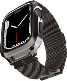 Spigen Metal Fit Pro - Apple Watch 7/8/9 45MM Hoesje en Bandje - Graphite