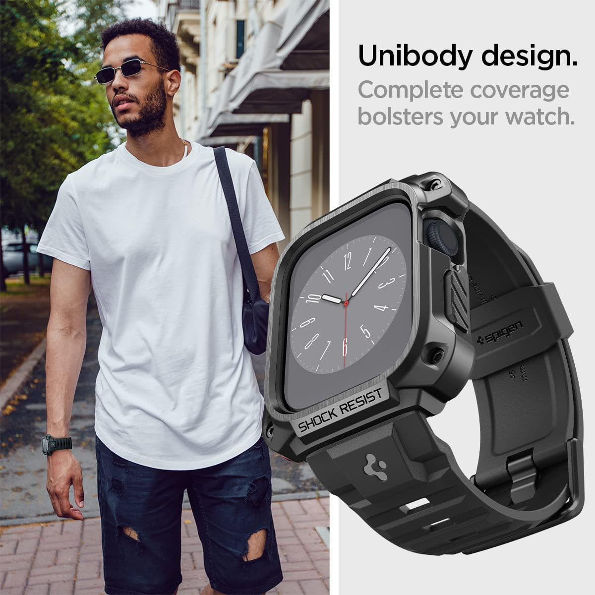 Spigen Tough Armor Pro - Apple Watch 7 / 8 / 9 45MM Case en Bandje - Metal afbeelding 8
