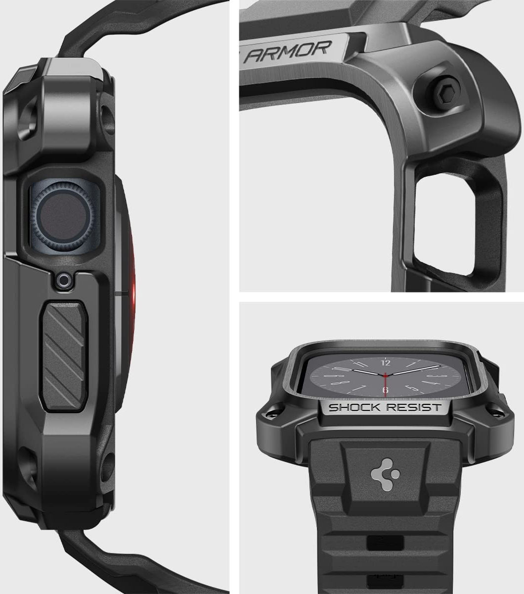 Spigen Tough Armor Pro - Apple Watch 7 / 8 / 9 45MM Case en Bandje - Metal afbeelding 9