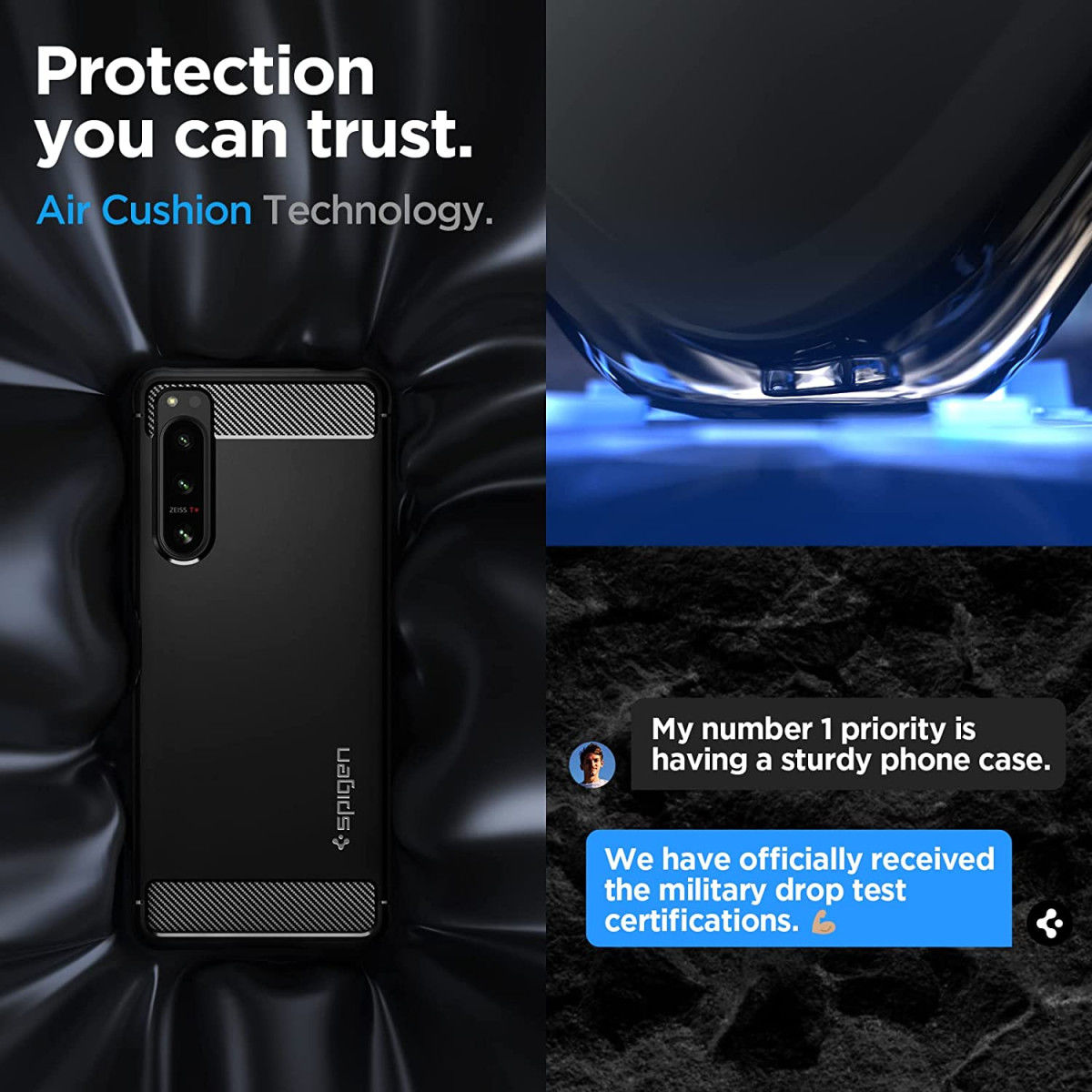 Spigen Rugged Armor Sony Xperia 5 IV Hoesje Back Cover Zwart afbeelding 3