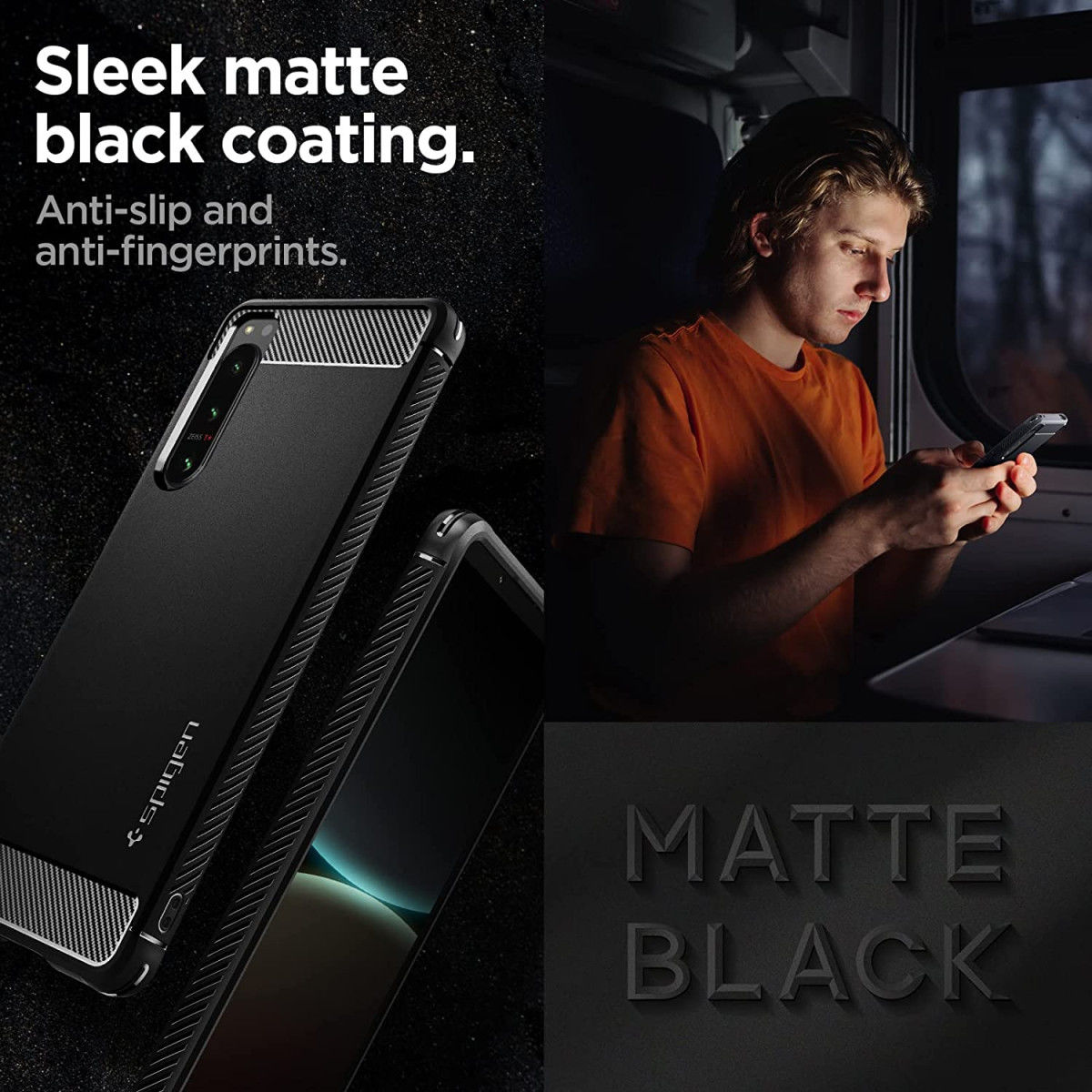 Spigen Rugged Armor Sony Xperia 5 IV Hoesje Back Cover Zwart afbeelding 4
