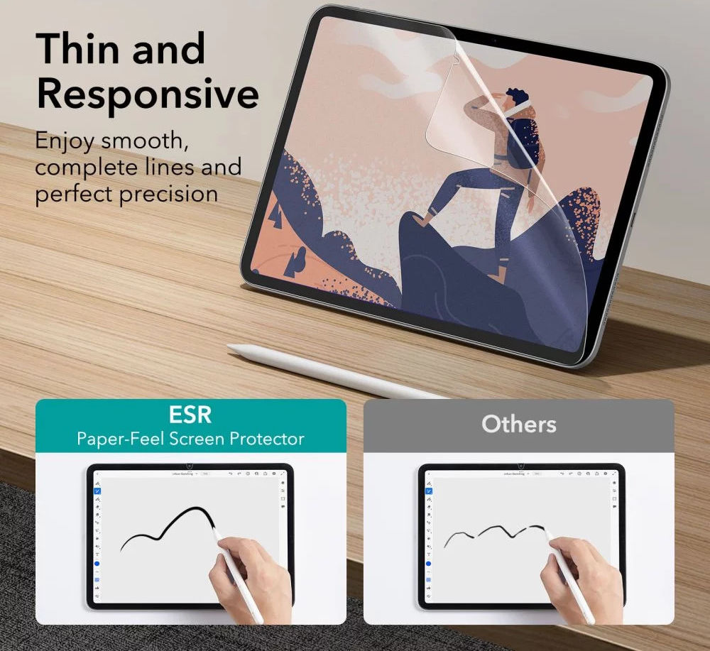 ESR Paper Feel iPad 10.9 (2022) Screen Protector Papier Gevoel 2-Pack afbeelding 10