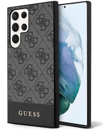 Guess Samsung Galaxy S23 Ultra Hoesje Hard Case 4G Logo Plate Zwart Hoesjes