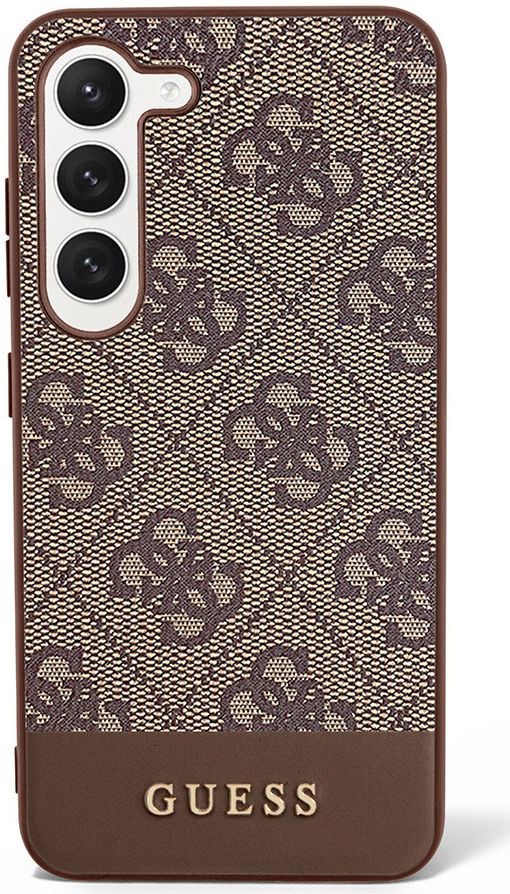 Guess Samsung Galaxy S23 Hoesje Hard Case 4G Logo Plate Bruin afbeelding 2