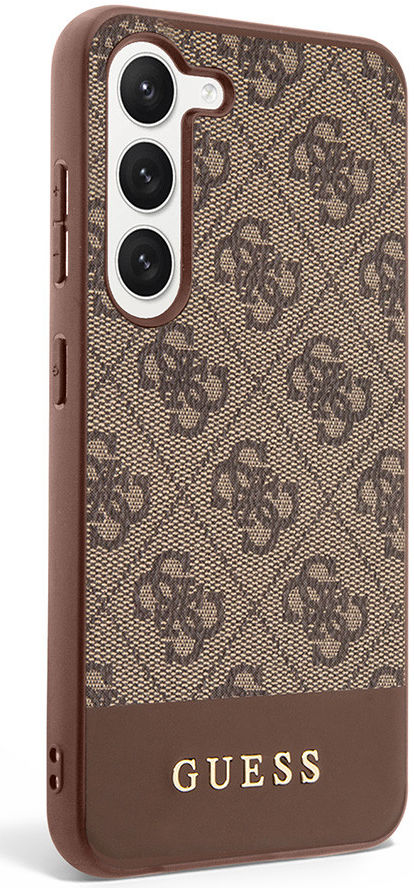 Guess Samsung Galaxy S23 Hoesje Hard Case 4G Logo Plate Bruin afbeelding 3