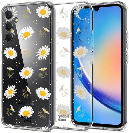 HappyCase Samsung Galaxy A34 Hoesje Flexibel TPU Bloemen Print afbeelding 2
